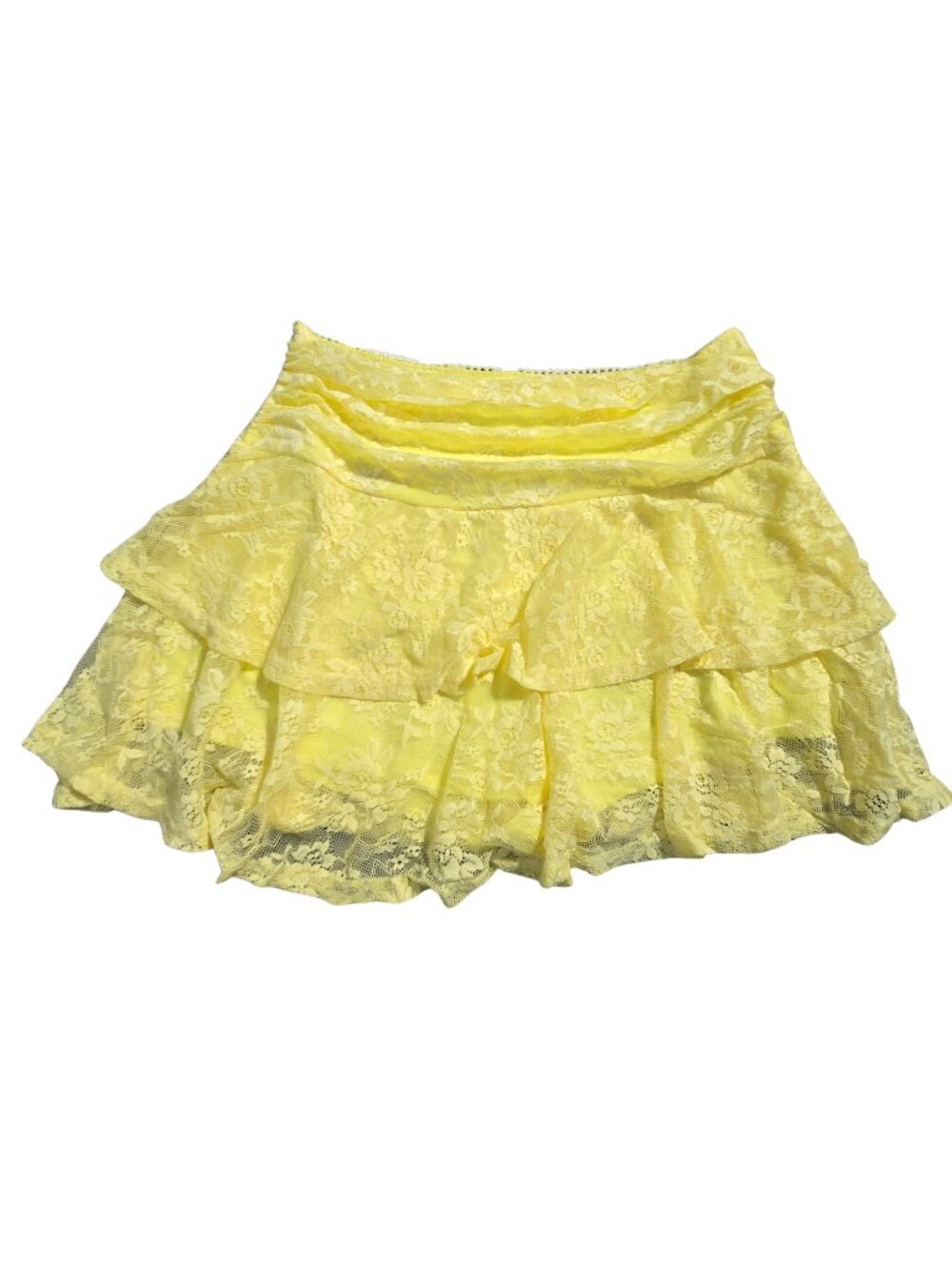Yellow Lace Tiered Skort - Women's Skorts
